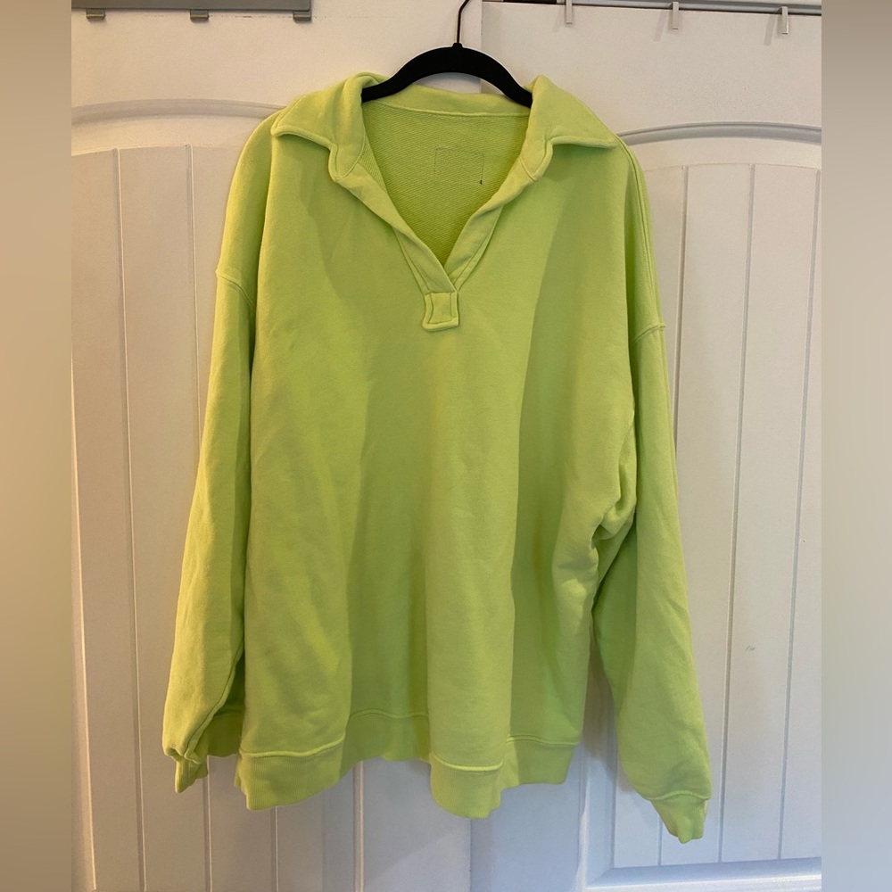 Daily Drills Oversized Collared Crew in Zilker green, size XS/S.